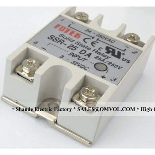 Manufacturer 25A solid state relay,input 3-32V DC output 24-380V AC single phase ssr-25da
