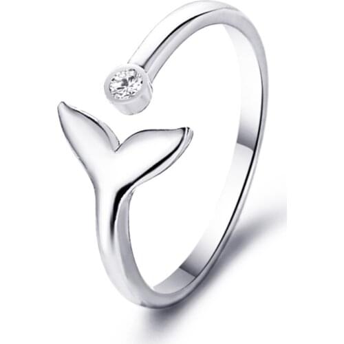 Simple Bling Starry Clear Mini Crystal Golden White Fishtail Alloy Open Adjustable Fashion Rings For Women