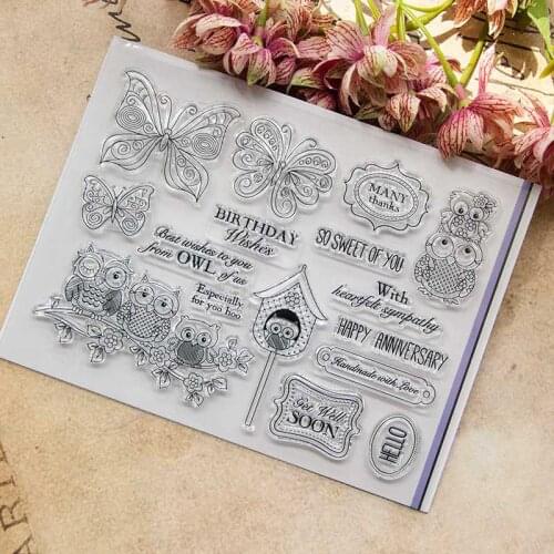 Owl Butterfly Transparent Clear Silicone Stamp/Seal for DIY Scrapbooking/Photo Album Card Making Stamps New 2018