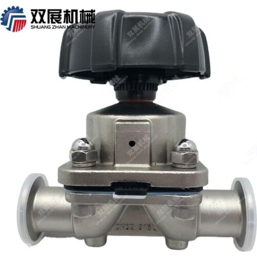SS316L Stainless Steel Tri Clamp 1.5" (50.5mm OD) Hygienic Manual Diaphragm Valve PTFE EPDM