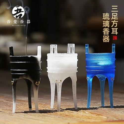 Device coloured glaze three-legged side ear ding] tea satori office accessories, household indoor furnishing articles