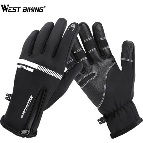 WEST BIKING Winter Cycling Gloves Full Finger Thermal Sports Gloves Men Women Ski Hiking Fishing Motorcycle Bicycle Gloves