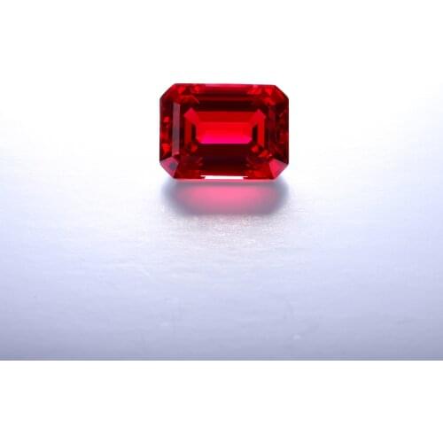 Zhanhao Jewelry Lab Grown Hand Made Red Loose Gemstone Emerald Cut Pigeon Blood Ruby Gemstone