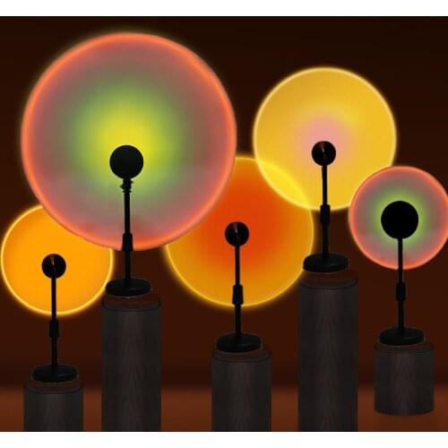 Sunset Lamp Rainbow Atmosphere Projector Led Night Light For Tiktok Vdeo Home Bedroom Background Wall Decoration USB Table Lamp