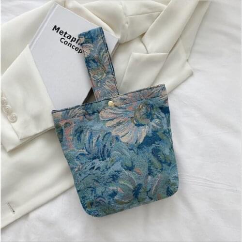 Female Handbag Oil Painting Graffiti Simple One-shoulder Bag Retro Clan Style Portable Canvas Small Bags For Women Сумка Женская