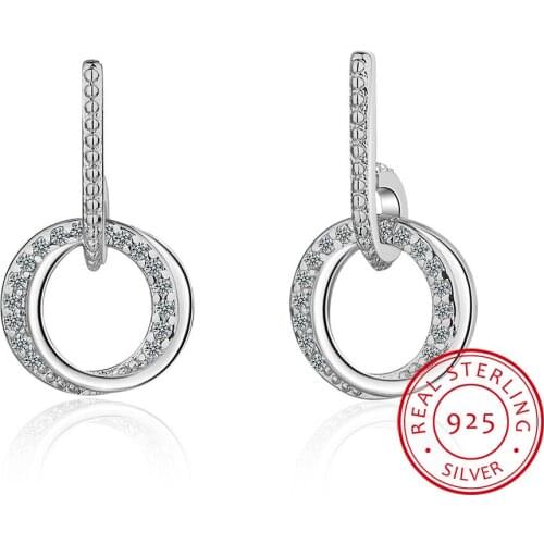 Women Wedding Engagement Statement Jewelry Geometric Circle Round Stud Earrings Female Anti-allergy Bijoux Brincos SCE767