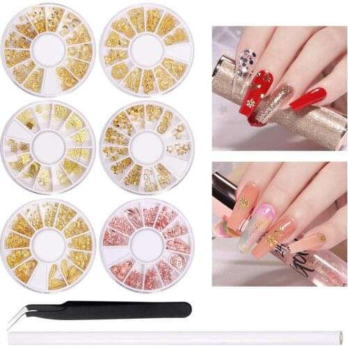1 Set Nail Art Diamond Set Shaped Hollow Diamond Star Moon Nail Art Jewelry Sticker Decoration