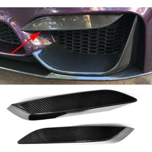 1Pair Carbon Fiber Racing Front Fog Lamp Splitters Lip for BMW F80 M3 Sedan F82 F83 M4 Coupe Convertible 2014 - 2018