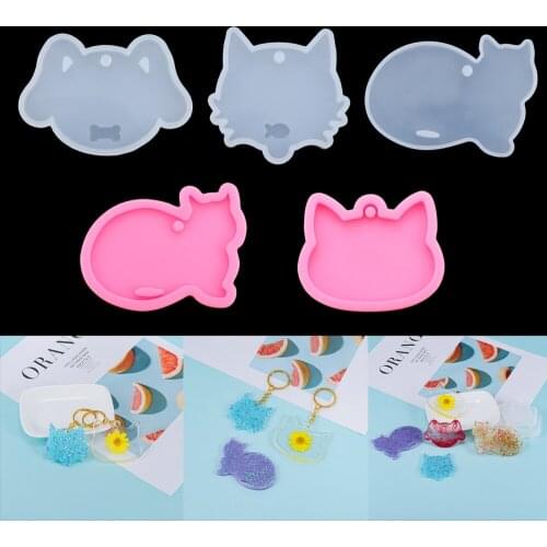 1 Pcs Cute Cat Dog Hanging Tag Silicone Mold Animal Pendants Tool for DIY UV Expoxy Crafts Jewelry Making Accessories