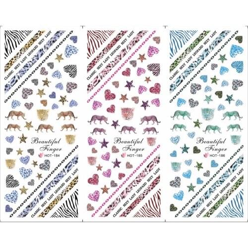 3PCS/LOT HOT SERIAL FULL PAGE MOSAIC POETIC NAIL TATTOOS STICKER 3 DESIGNS IN 1 WATER DECAL NAIL ART HOT184-201