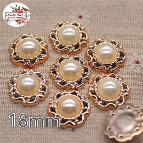 30pcs golden pearl flower plastic button button decoration DIY craft scrapbook accessories