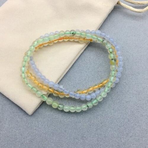 3/set Small 4mm Round Bead Women Girls Bracelet Nature Stone Garnet Green Jades Rose Quartzs Red Tiger eye Aquamarines Crystal