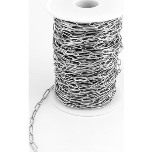 No clasp 1Meter 4x12mm size Long O link grained chain for Women jewelry making silver color Rolo Cable Chains