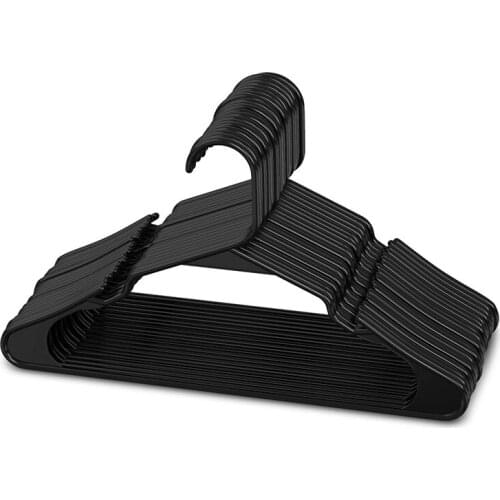 Black Plastic Hangers, Plastic Clothes Hangers Perfect For Everyday Standard Use, Clothing Hangers