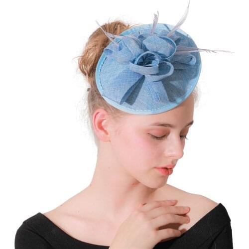Floral Chic Imitation Sinamay Fascinator Hat Formal Dress Show Race Chapeau Cap With Hair Clip Bridal Elegant Ladies Headwear