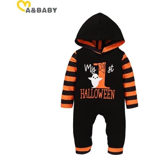 Ma&Baby 0-18M My 1st Halloween Baby Boy Clothes Hooded Romper Long Sleeve Cartoon Jumpsuit Autumn Baby Boy Costumes