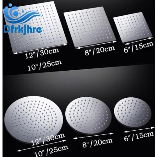 Dfrkjhre Round & Square Stainless Steel Showerhead Rainfall Rain Shower Head Chrome high pressure bath faucet dusche ducha rains