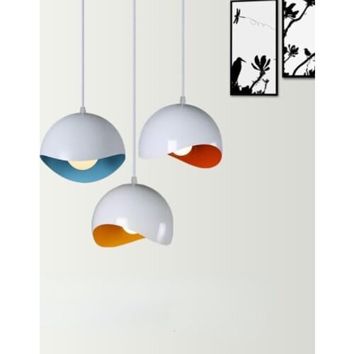 Europe Colorful White Ball Pendant Light Lighting for Restaurant Dining Living Room Loft Bedroom Study Hanging Lamps Decoration