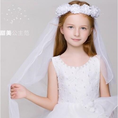 Girls First Communion Veils Graceful Wedding Veil Hair Accessory Heardress Hearwear for Baptism Wedding