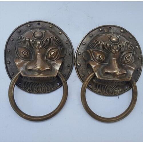 Collectible Home Decorated Crafts 1 Pair Chinese Handwork Brass Big Door Knocker style 0001