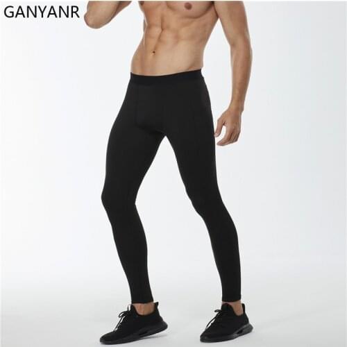GANYANR Gym Compression Pants Running Tights Men Leggings Sportswear Fitness Sport Basketball Sexy Yoga Winter Fleece Track Fit