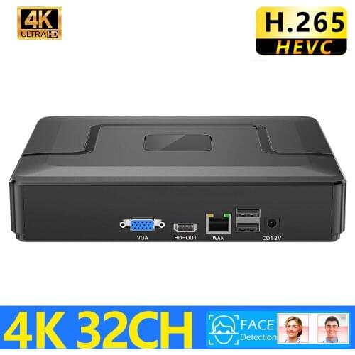 Face Detection H.265 Max 4K Audio CCTV NVR 9/10/16/32CH 4K/5MP Security Video Recorder H.265 Motion Detect ONVIF P2P CCTV NVR