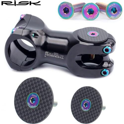 Risk Carbon Fiber Stem Cap 28.6mm Stem Cap + TC4 Titanium Alloy Screw 31.8mm OD2 Stem Cap For Road Bicycle MTB Bike Handle Bar