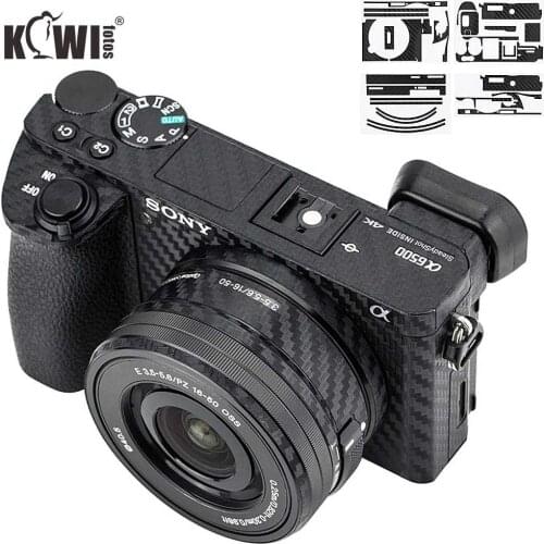 Anti-Slide Camera Body Carbon Fiber Film Kit For Sony Alpha A6500 + SELP1650 16-50mm Lens Anti-Scratch Skin Cover 3M Sticker