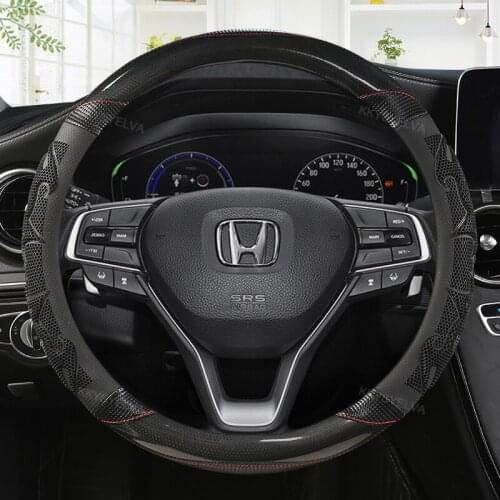 Carbon Fiber Leather 38CM Car Steering Wheel Covers for Honda Accord City Civic Fit Brio CRV HRV Mobilio Odyssey Accessories
