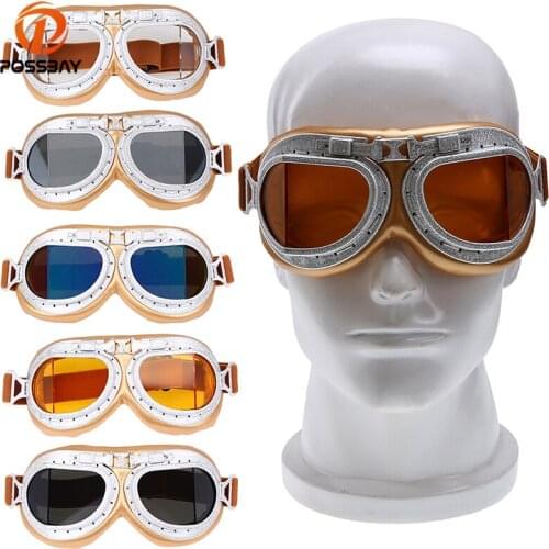 POSSBAY Copper Motorcycle Goggles Glasses Cafe Racer Moto Cycling Helmets Skiing Snowboard Snowmobile For Motor Goggles Eyewear