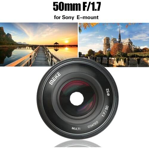 Meike 50mm F1.7 Manual Focus Lens for Sony Full Frame E-mount Mirrorless Camera A6300 A6000 A6500 NEX3 NEX7 A7 A7II A7RIII