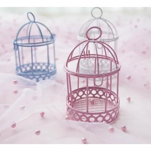 Bird Cage Ornament Mini Simulation Wrought Iron Birdcage Dollhouse Miniature Decor Scene Model 1/12 Dolls House Play Accessories