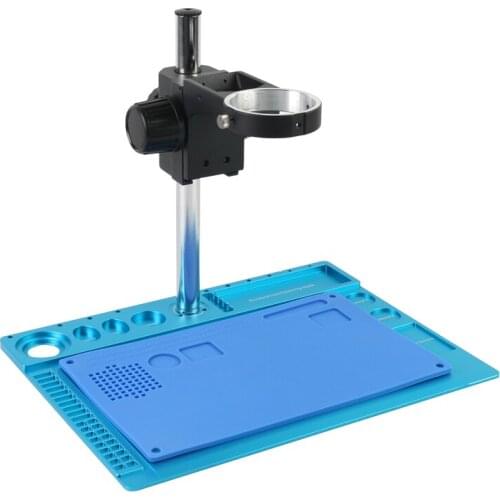 Multifunction Aluminum Alloy Holder Microscope Stand Phone Repair Platform Resistant Maintenance Mat For 76mm Stereo Microscope