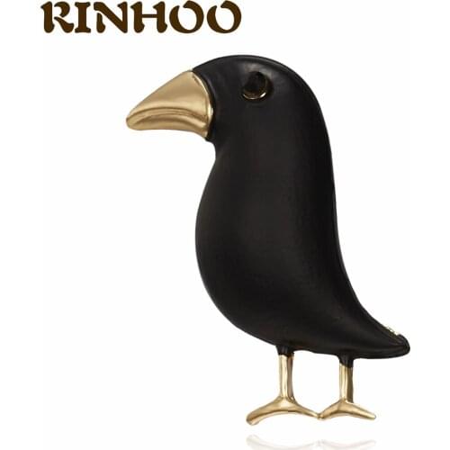 Vintage Black Crow Brooch Paint Enamel Bird Brooches For Women Men Suits Dress Collar Animal Brooch Pins Personality jewelry