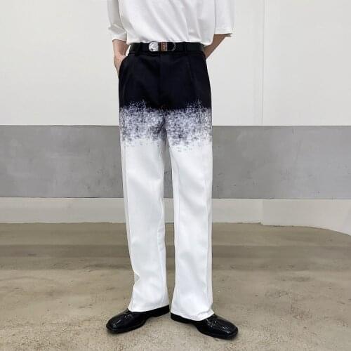 Men ink tie dye pants Personalized temperament gradient Korean versatile advanced ice drop streetwear 2021 personality College