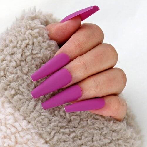 Dark Plum Berry Press On Nails Coffin Nails 828# 20pcs Fake Nails Long Ballerina Nail Tips Salon Beauty Manicure DIY Acrylic Nai