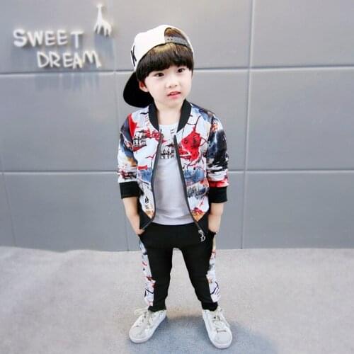 New Autumn Boy Casual Suit 0-4 Years Old Children Baby Activr Clothes Girls Spring Pattern Jacket Toddler Infant Fashion Outfit