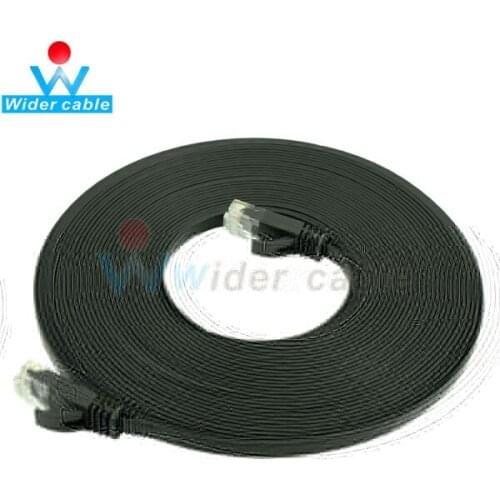 Black Color Flat RJ45 Patch Lead 32AWG Passed Rohs Lan Network CAT6 Cabo bare Copper Ethernet Cable 10m 15m