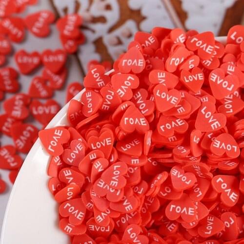 100g Polymer Love Heart Slice Hot Clay Sprinkles for Crafts DIY Slimes Crystal Mud Filler Accessories Nail Art Decoration 5mm