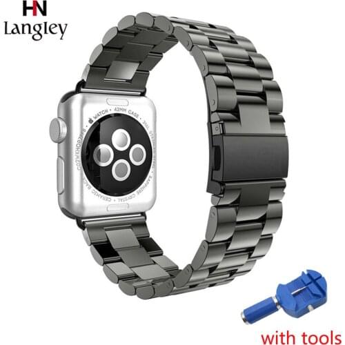 Full Stainless Steel Watchband for Apple Watch SE/6/5/4 Size 42 38 40 44mm Straps Accessories Adapter Link Bracelet With Tools