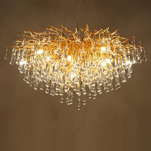 Nordic LED Luxury Chandelier Lighting Living Room Loft Restaurant Kitchen Crystal Hanging Lamp Hotel Ceiling Chandeliers Fixture