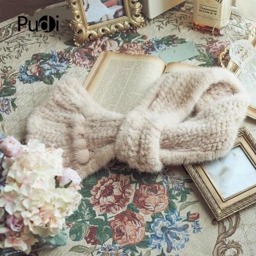 SCM061 The New Winter Womens Scarf Real Mink Fur Scarf Band New Warm Mink Fur Knitted Knit Scarves Wraps