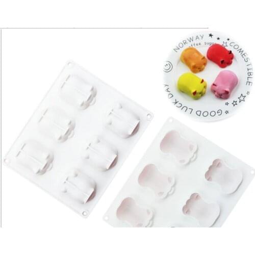 6 cavity pig modeling Mousse silicone cake mold