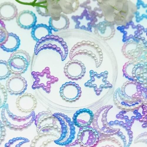 Randomly Mixed Star-Moon-Ring-Unicorn Color ABS Pearls|Scrapbooking Decoration Crafts|Shaker Cards Crafting Supplies