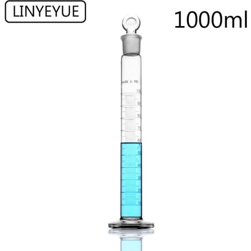 LINYEYUE 1000mL Glass Graduated cylinder with stopper cap Measuring glass cylinder Laboratory Chemistry Equipment