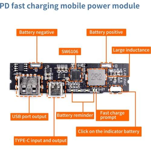 SW6106 PD fast charge QC3.0 mobile power module FCP two-way fast charge 5V9V12V