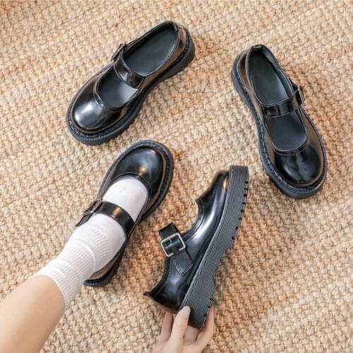 Japanese Student Lolita Shoes Woman Platform Mary Janes Buckle Strap Cute Cosplay Uniform Woman Shoes platform heels women