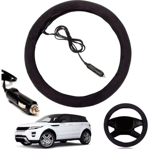 Universal 38cm 12V Steering Cover Auto Car Lighter Plug Heated Heating Electric Steering Wheel Covers Warmer Winter