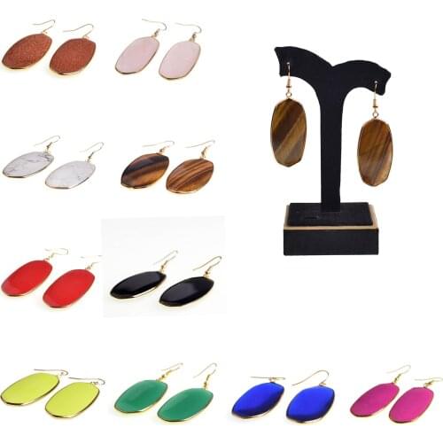 ASHMITA 2019 Wrapped Gold Oval Blue Carnelian Earrings Girl Fashion Gift For Women