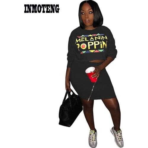 INMOTENG S-XXXL Autumn Spring Women Outfits Two pieces Set Full Sleeve Fashion Casual Sexy Letter Bandage Club Night Mini Skirt